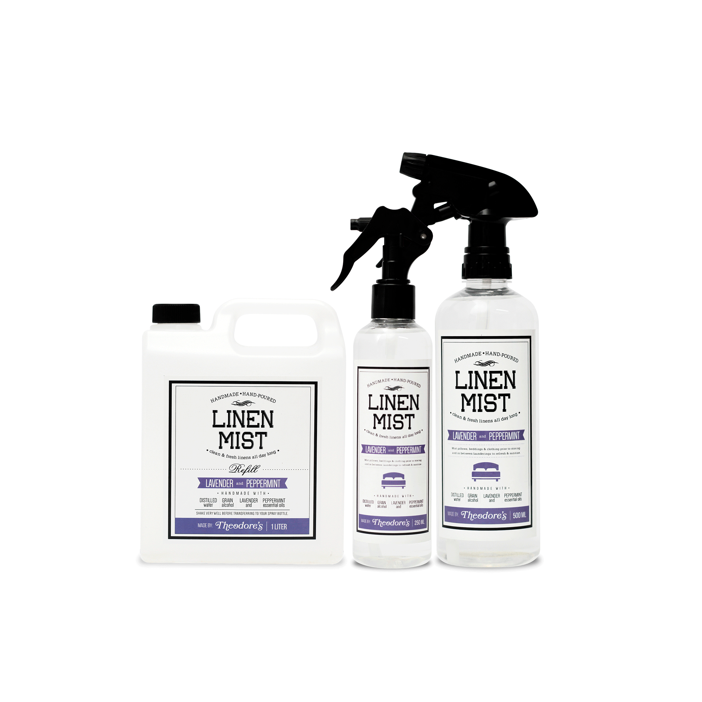 Theodores Linen Mist Deodorizer Disinfectant 250mL 500mL 1L Refill