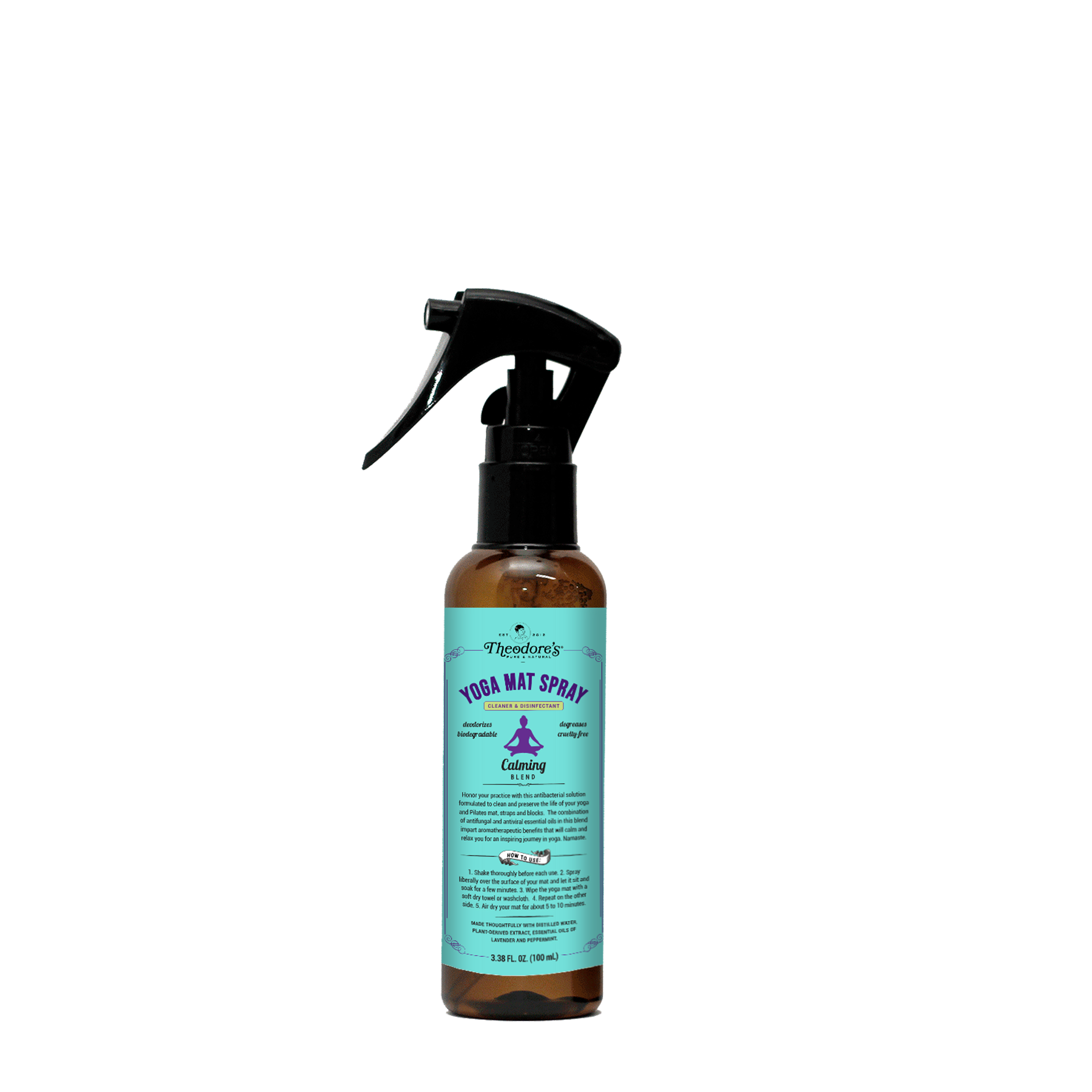 Theodores Yoga Mat Spray Cleaner Disinfectant Calming Blend 100mL