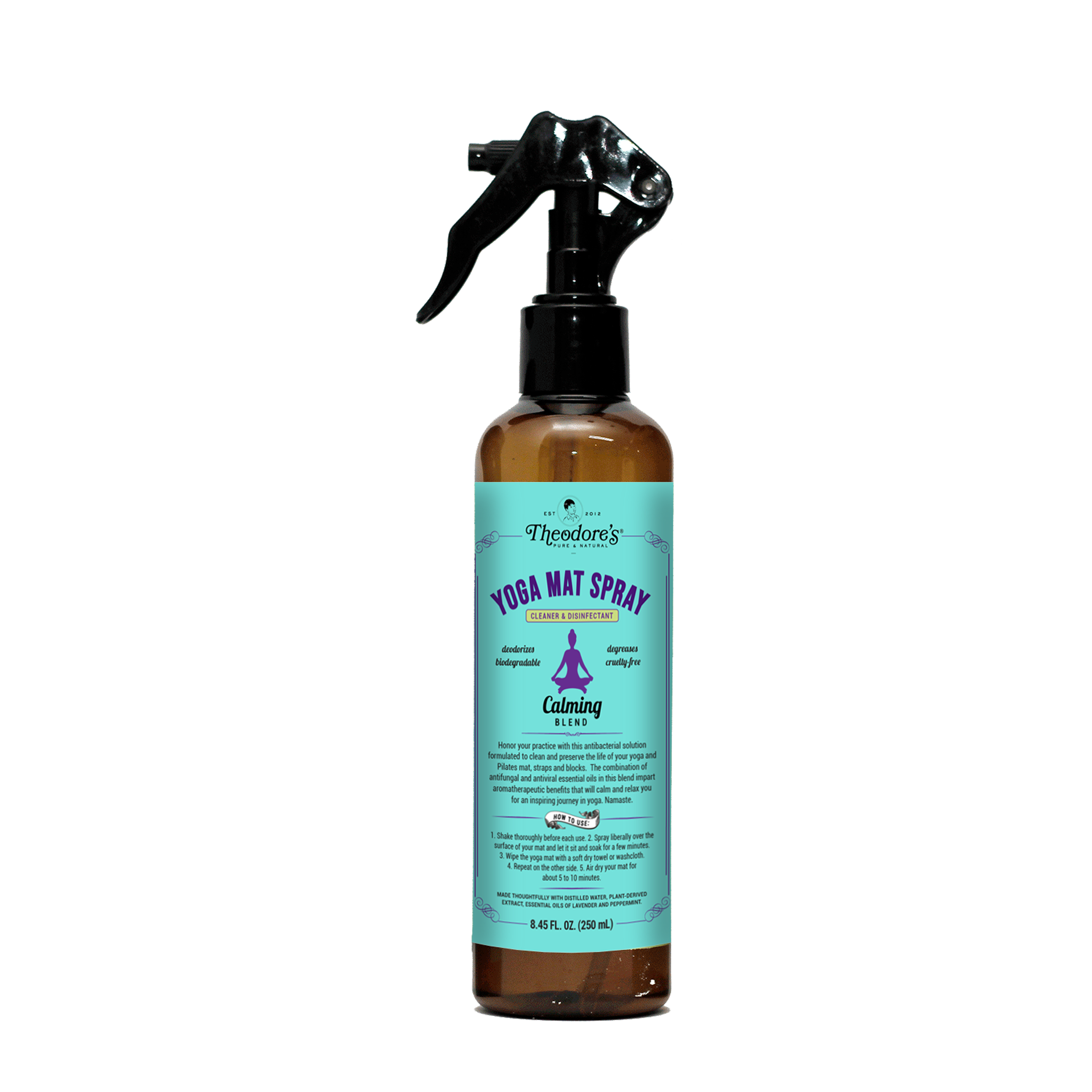 Theodores Yoga Mat Spray Cleaner Disinfectant Calming Blend 250mL