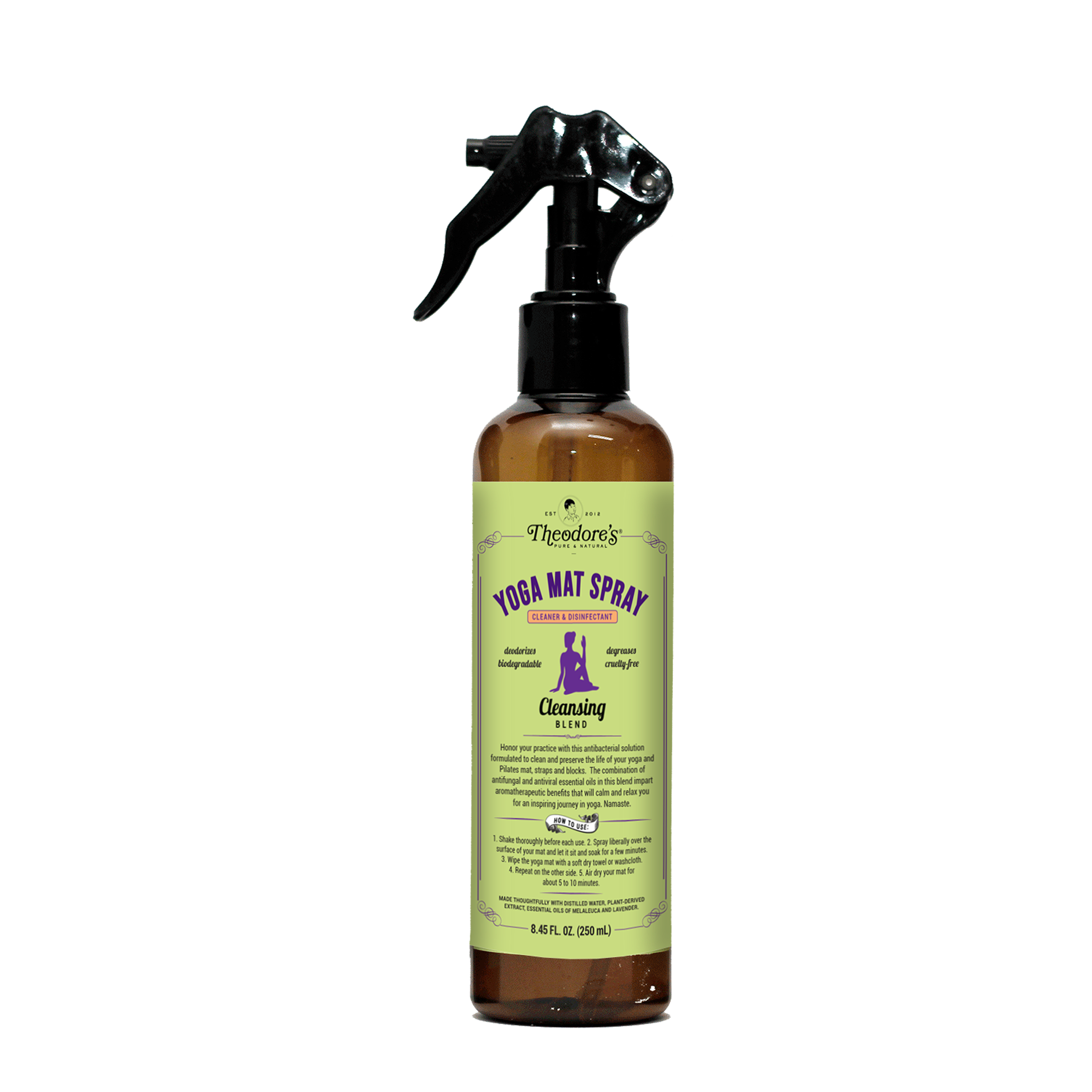 Theodores Yoga Mat Spray Cleaner Disinfectant Cleansing Blend 250mL