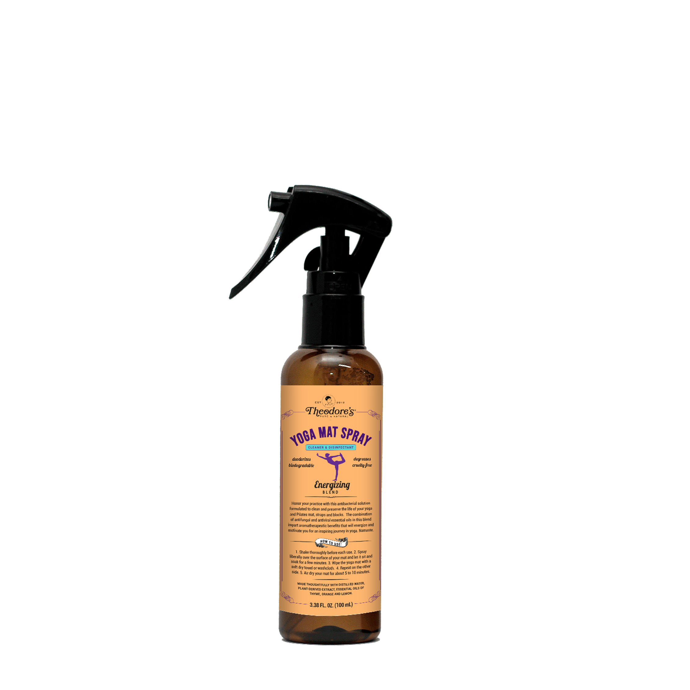 Theodores Yoga Mat Spray Cleaner Disinfectant Energizing Blend 100mL