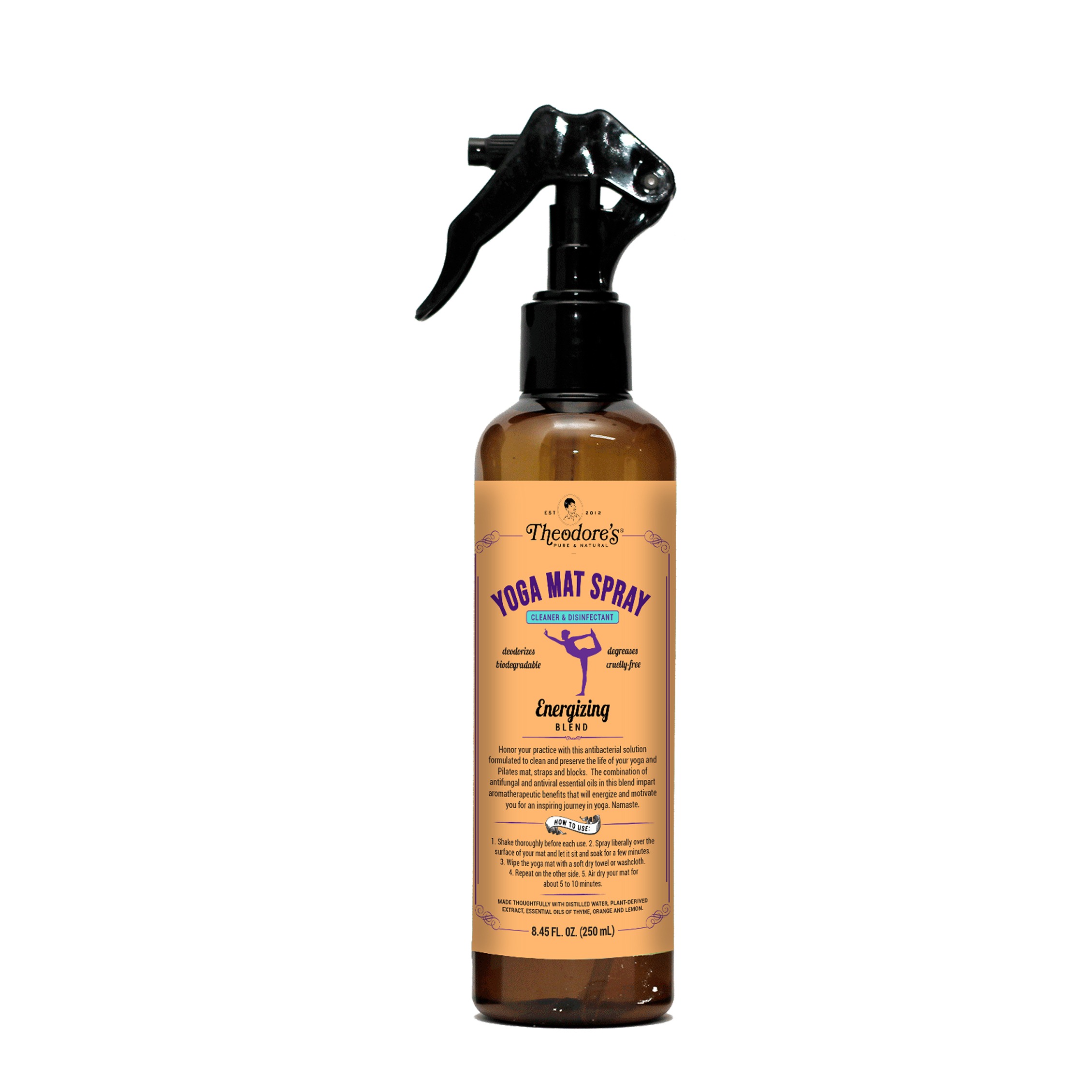 Theodores Yoga Mat Spray Cleaner Disinfectant Energizing Blend 250mL