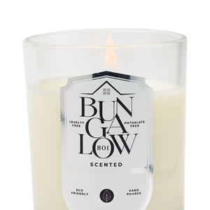Candle with Bungalow 801 Label
