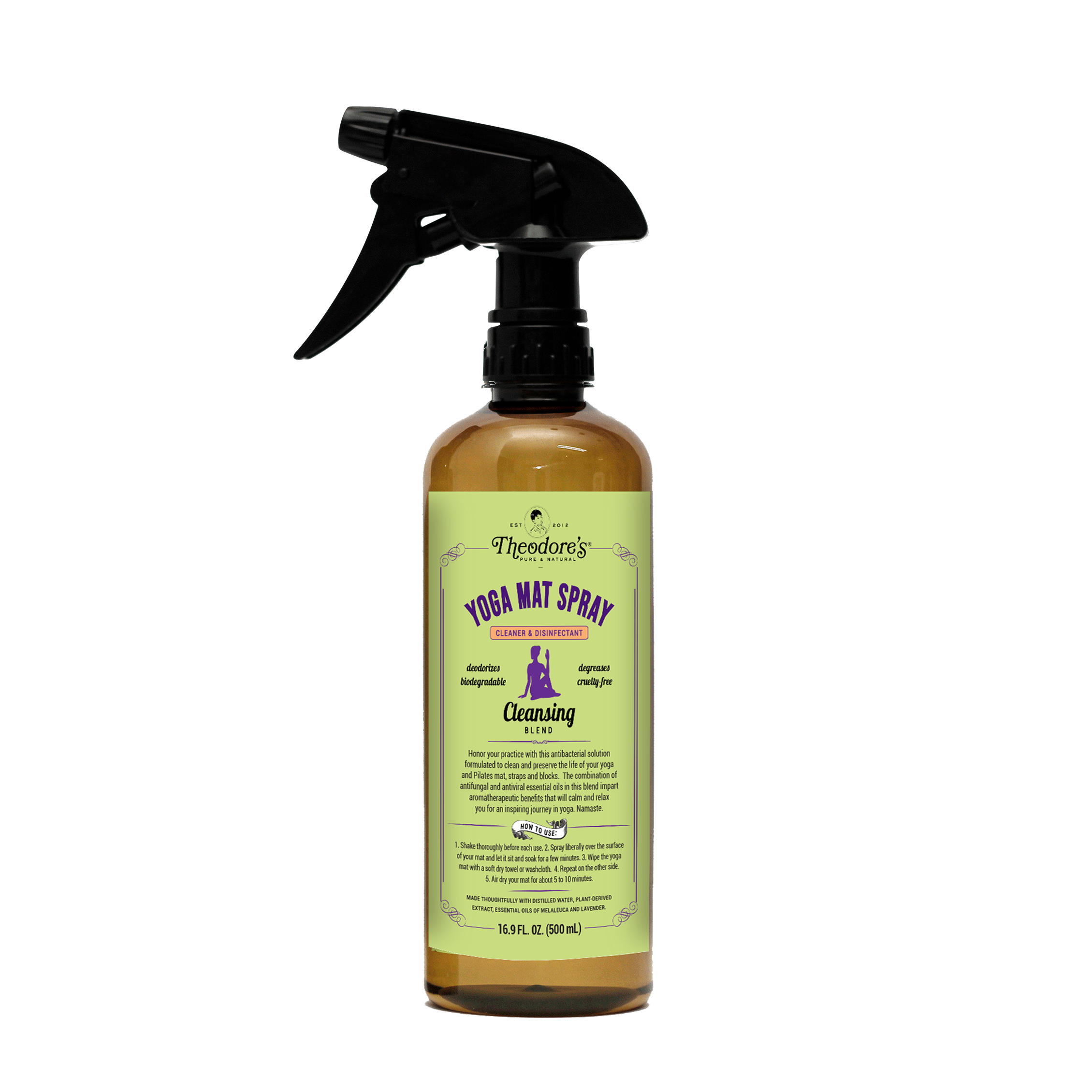 Theodores Yoga Mat Spray Cleaner Disinfectant Cleansing Blend 500mL