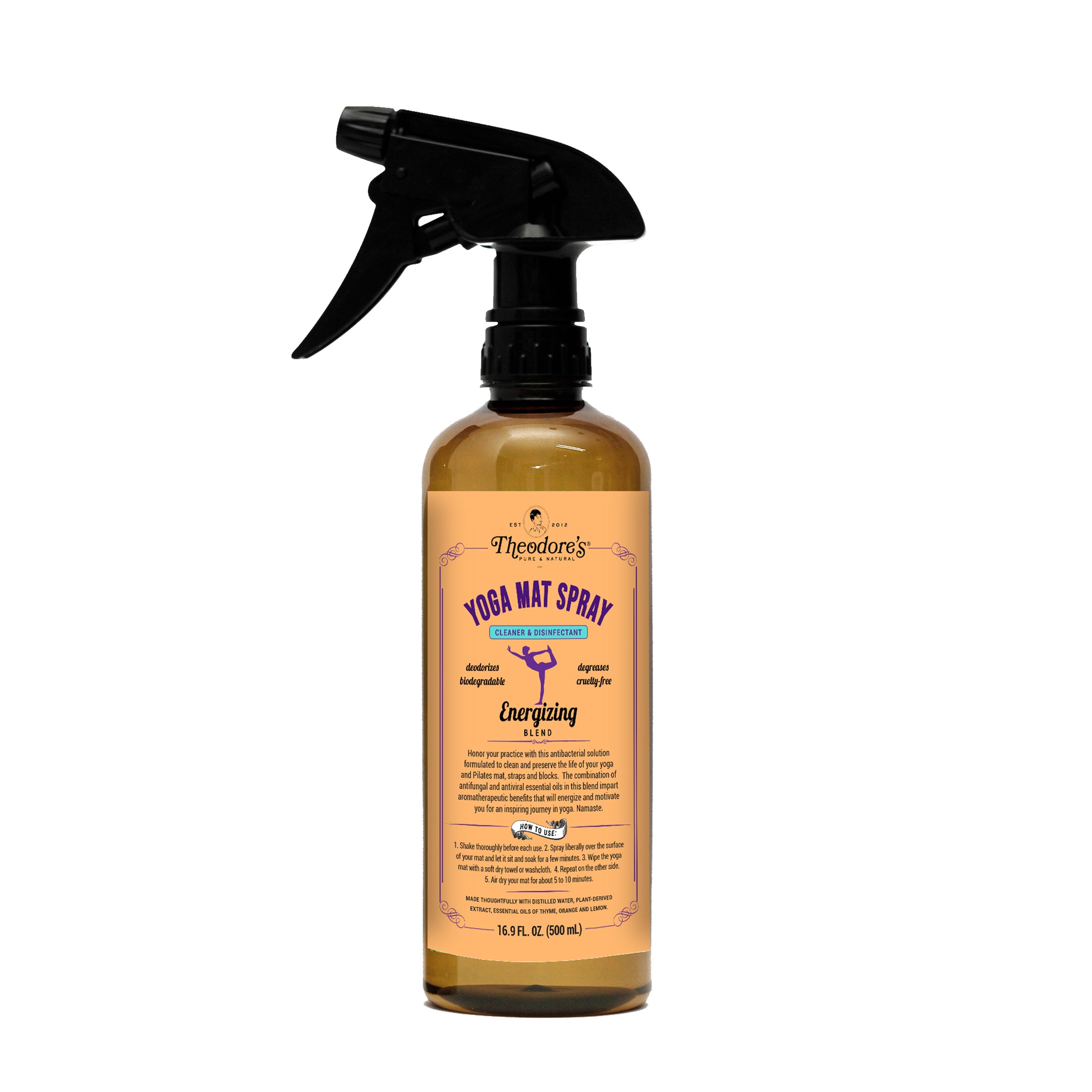 Theodores Yoga Mat Spray Cleaner Disinfectant Energizing Blend 500mL